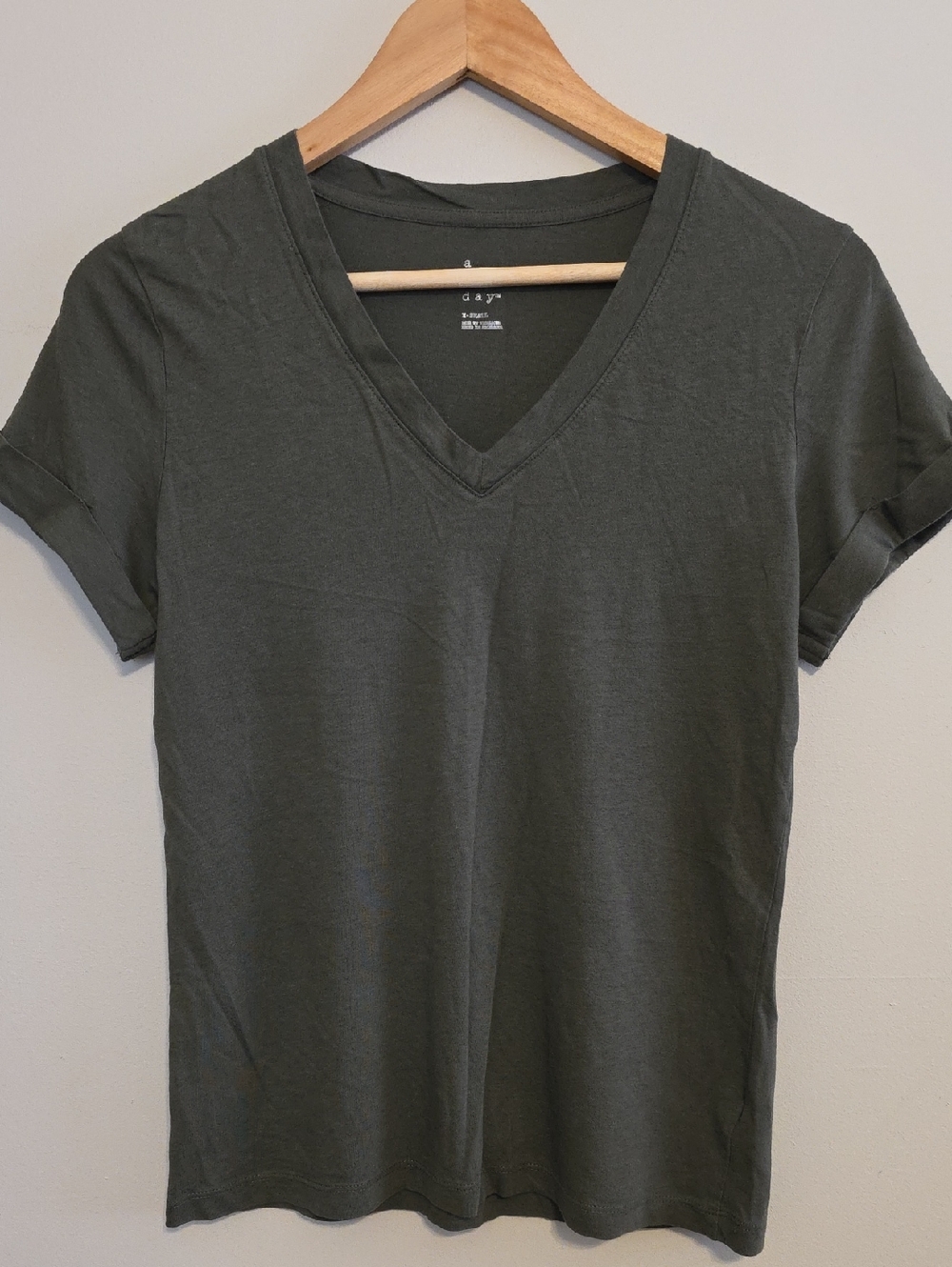 a new day Olive Green V-Neck Short Sleeve Tee